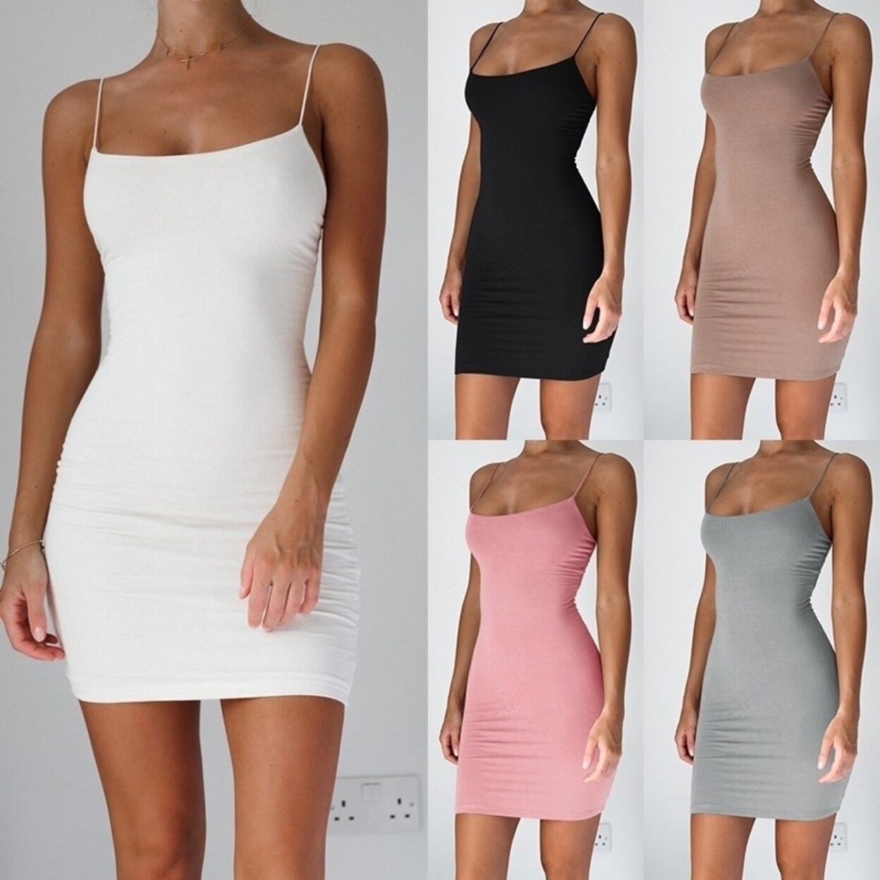Shop Fashion Women Summer Sexy Sleeveless Pure Color Body Con