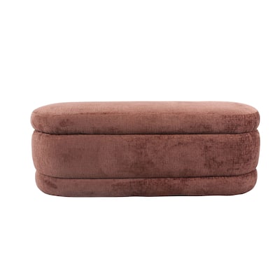 Chenille Fabric Upholstered Bench with Storage