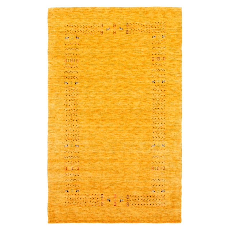 ECARPETGALLERY Hand Loomed Kashkuli Gabbeh Gold Wool Rug - 4'11 x 8'2