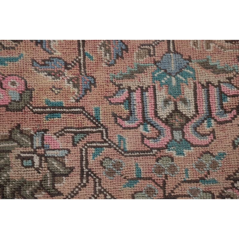 Tabriz Persian Vintage Rug Hand-Knotted Geometric Wool Carpet - 9'7"x 12'6"