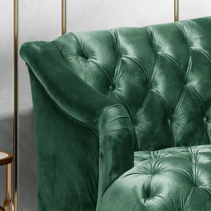 Modern 73.25" Button Tufted 3-seater Sofa with Birch Wood Legs for Living Room