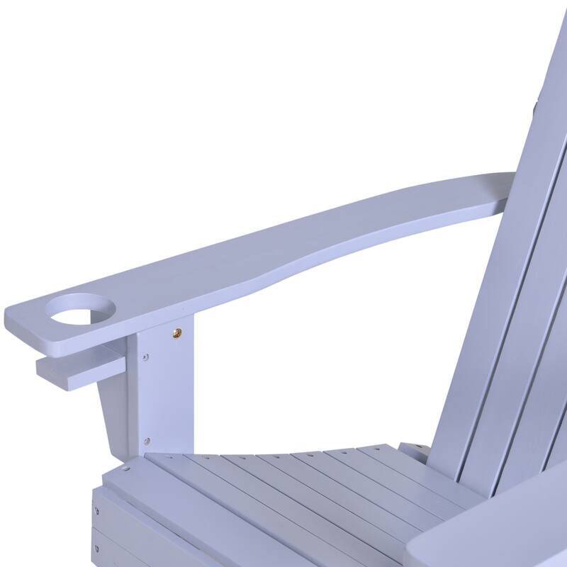 Outsunny Oversized Fir Wood Adirondack Chair with Cup Holder