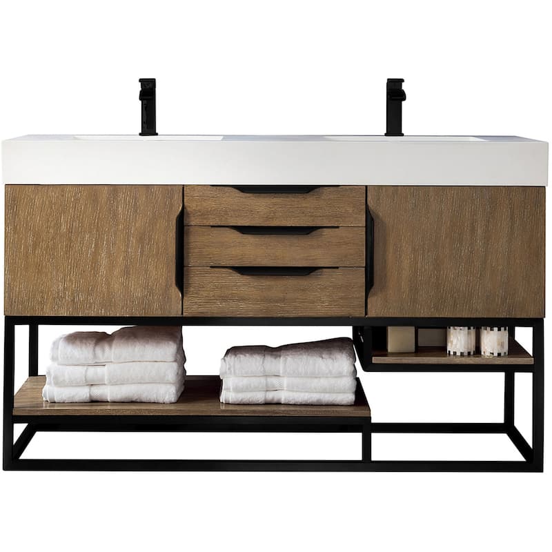 James Martin Vanities 983-V59D-MB-GW Columbia 59" Free Standing Double - Latte Oak - Oak Finish