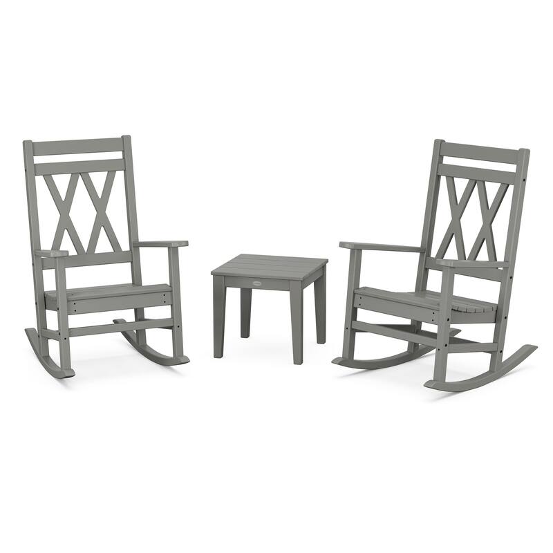 POLYWOOD Canyon 3-Piece Rocking Chair Set - Slate Grey