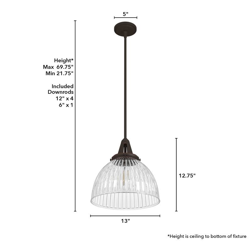 Hunter Cypress Grove 13" 1-Light Pendant - Island, Dining Room, Entry - Industrial, Transitional, Contemporary