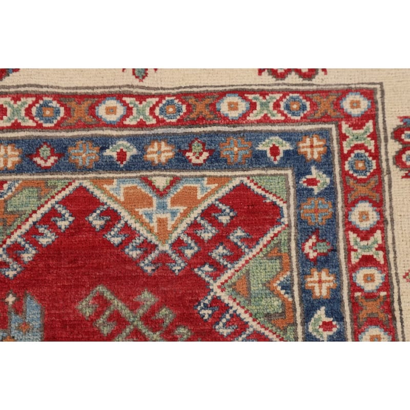 Red Traditional Kazak Oriental Area Rug Handmade Wool Carpet - 5'3" x 6'5"