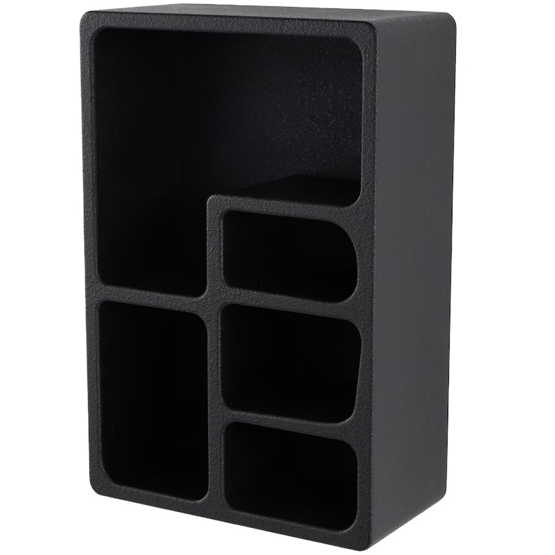 Wooden Geometric Arched Wall Shelf with Block Shapes - Cream or Black - Roche River Decor - Black