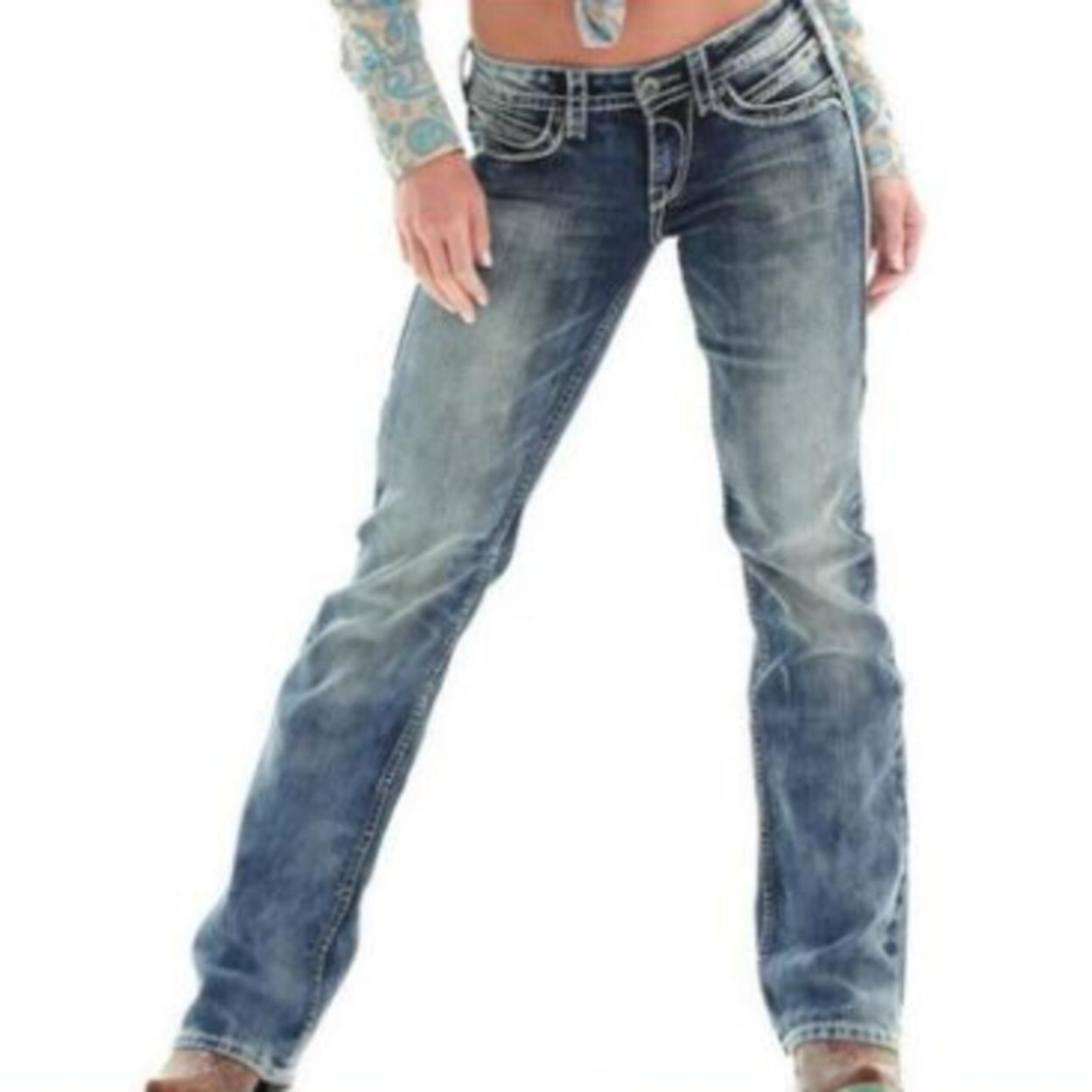 Shop Women Low Waist Boot Cut Plus Size Jeans Hot Comfort Stretch