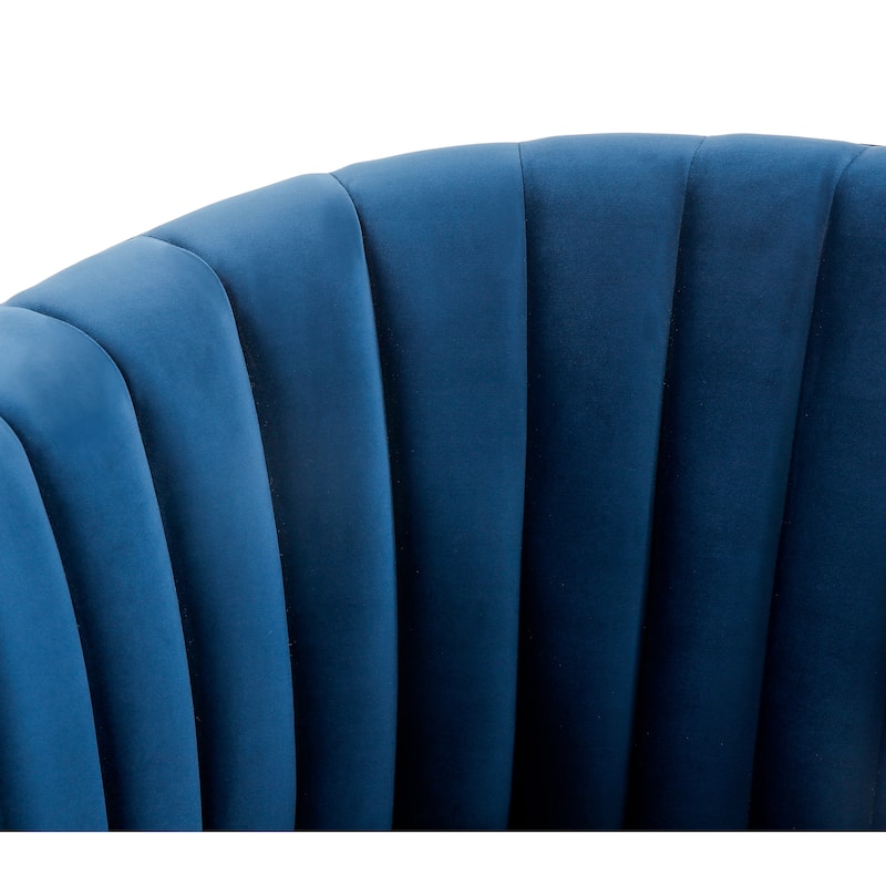 SAFAVIEH Couture Matejka Swivel Channel Tufted Barrel Chair - 28" W x 31" L x 30" H - 28Wx31Dx30H