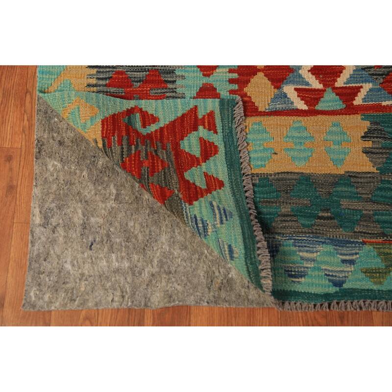 Kilim Oriental Area Rug Hand-Woven Geometric Wool Carpet - 8'3"x 9'8"