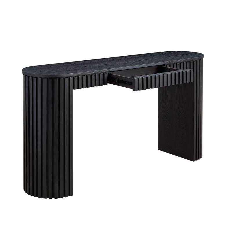 59.05'' Modern Vertical Stripe Console Table With Hidden Drawer