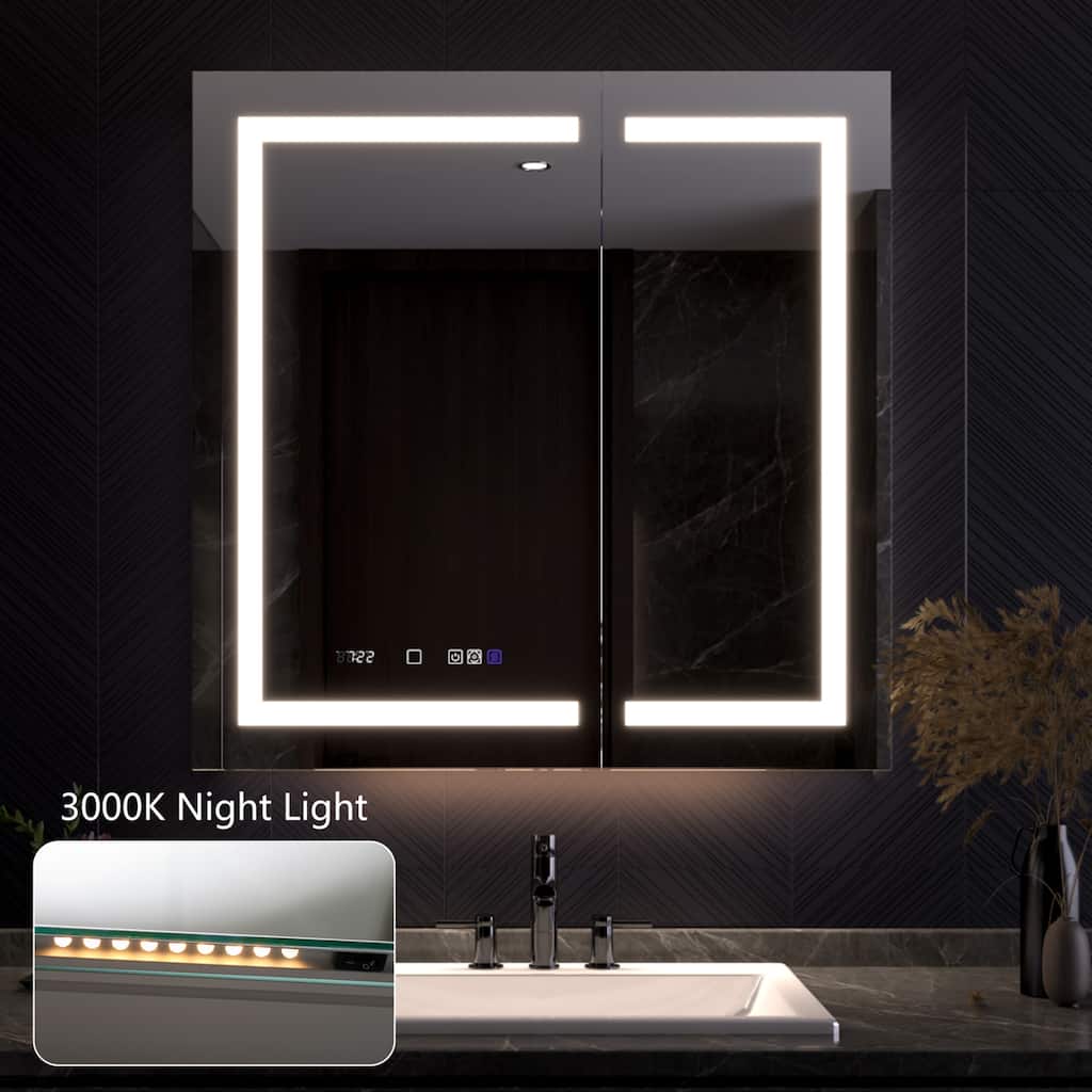 Modland 24"-42W x 36"H LED Medicine Cabinet Mirror with USB Charging,5x Magnifying Mirror