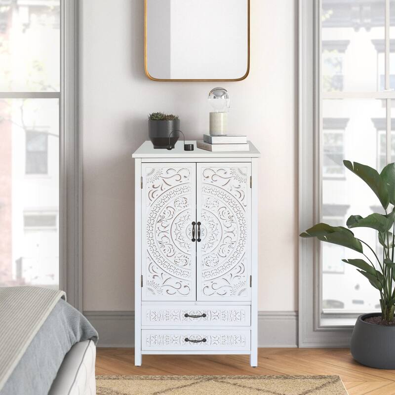 27in Accent Tall Tower White Storage Cabinet