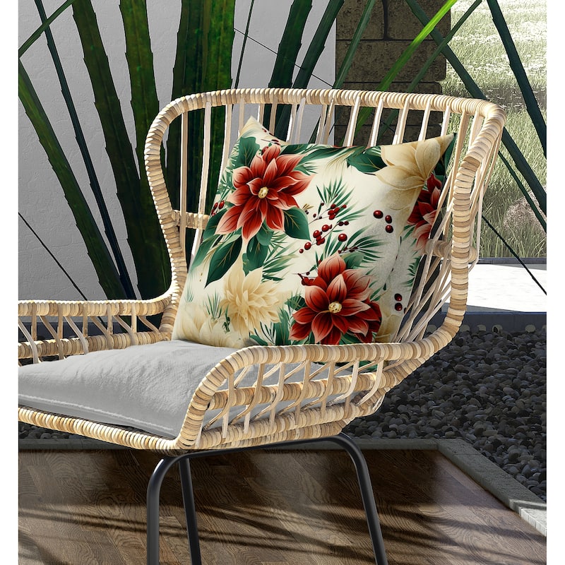 Holiday Sparkle Indoor/Outdoor Reversible Throw Pillow Red and Green