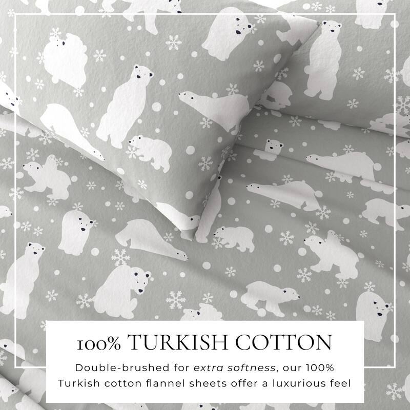 Linery & Co. Turkish Cotton Double-Brushed Christmas Flannel Bed Sheet Set
