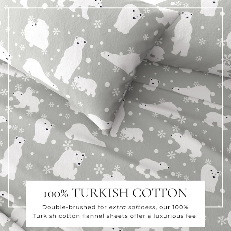 Linery & Co. Ultra-Soft Turkish Cotton Flannel Christmas Print Sheet Set