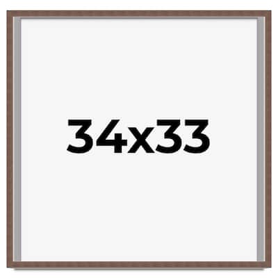 34x33 Shadow Box Frame Brown | 1.125 inches Deep Real Wood Rustic