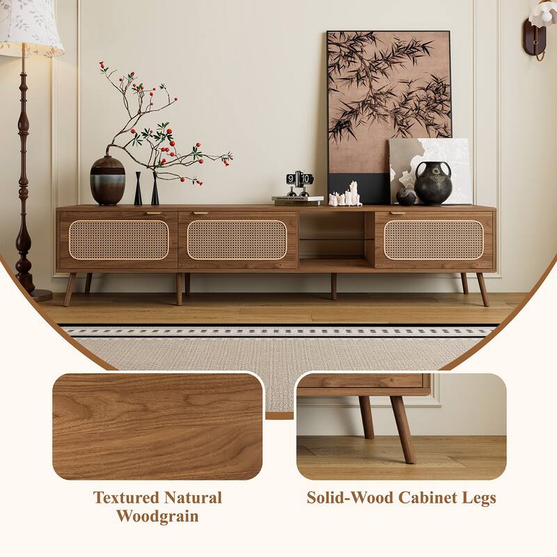 78" TV Stand for 75/80/85" TVs - Ample Storage, Open Shelf, Modern Media Console for Living Room