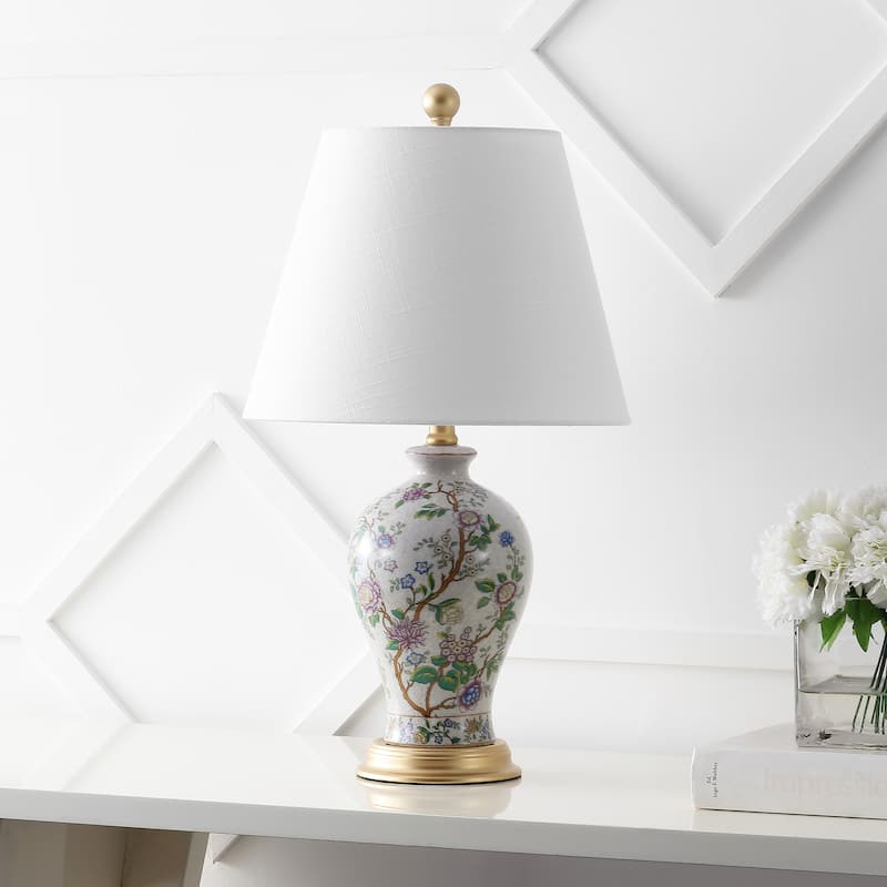 Grace 24" Floral LED Table Lamp, Multi/Brass by JONATHAN Y
