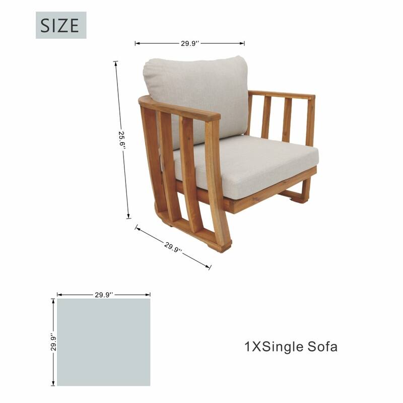 Outdoor 5-piece Acacia Wood Conversation Sofa Set with Removable Waterproof Cushions and Coffee/ Side Table