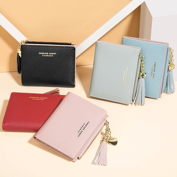 New Wallet Ladies Short Korean Fashion Vertical Cross Tassel Zipper Coin Purse Lady Cash Purse - M. Opens flyout.