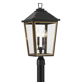 Hawkins 4 Light Matte Black + Textured Gold Outdoor Post - 25