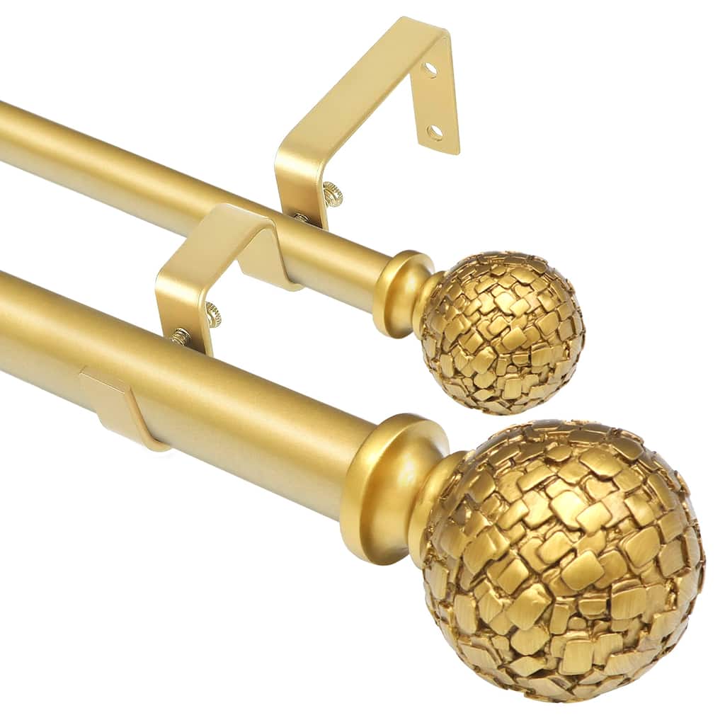 Meriville 1" Diameter Double Window Curtain Rod, 28" to 48", Fuso Finial
