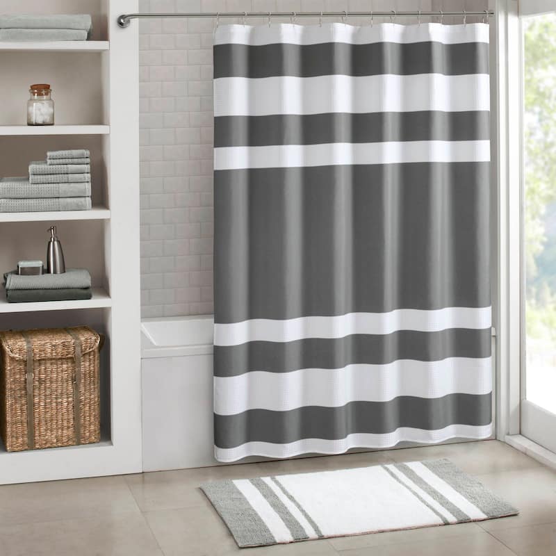 Madison Park Spa Waffle Shower Curtain with 3M Treatment