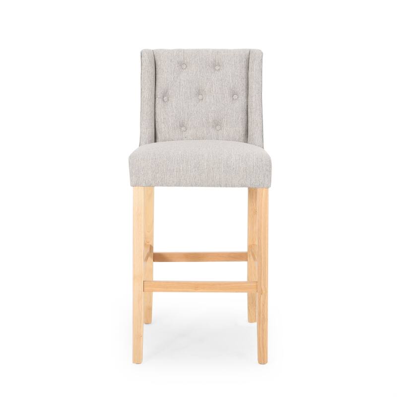 Lansglen Button Tufted Fabric Wingback Bar Stool (Set of 2) by Christopher Knight Home