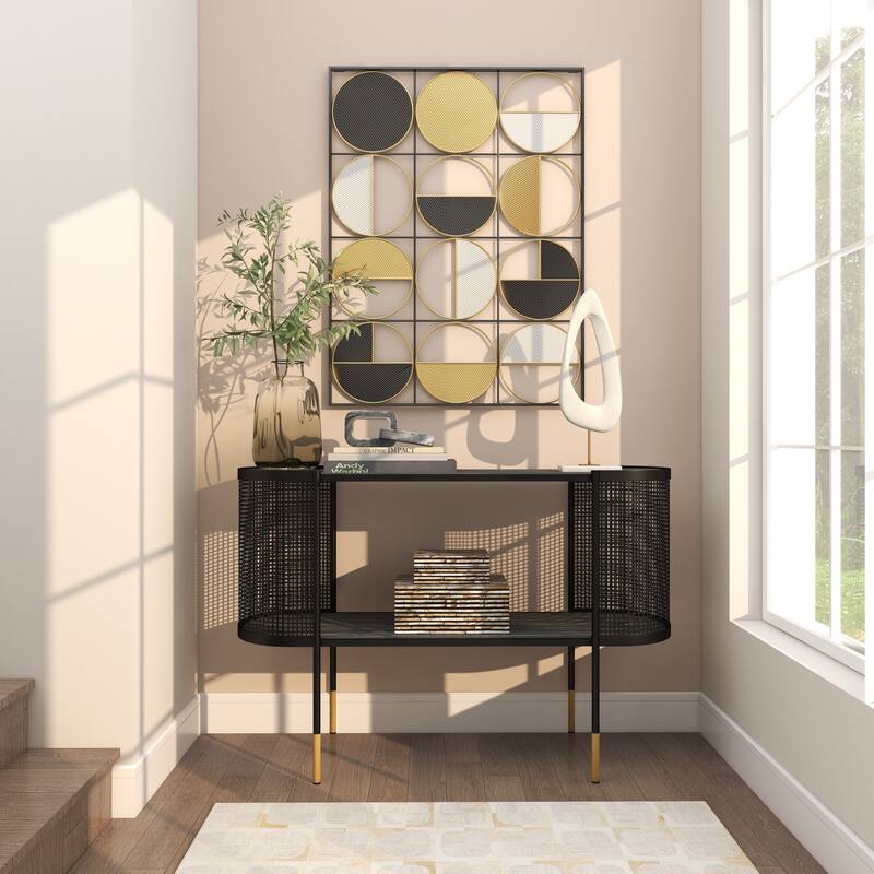 White Polystone Cut-Out Abstract Decorative Sculpture with Marble Stand