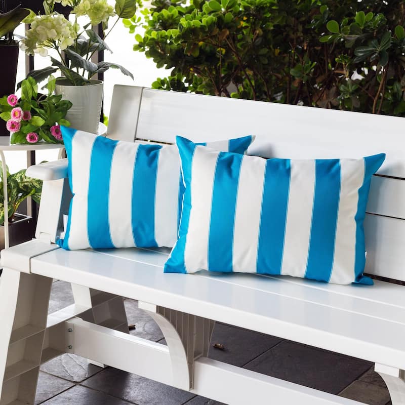 Striped Throw Pillow Indoor Outdoor Use Weather Resistant 14x20 Inches