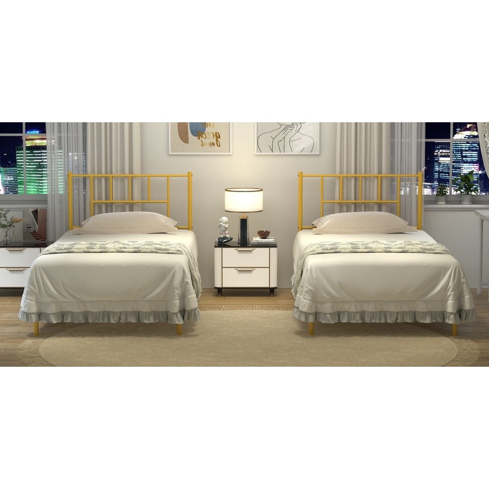 14 Inch Twin Size Metal Bed Frame Set of 2, Iron-Art Platform Bed