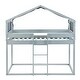 preview thumbnail 9 of 7, Gray Twin over Twin Pine Wood Bunk Bed with Tent, Playhouse Design, Fence-Shaped, Spacious Under Bed Storage