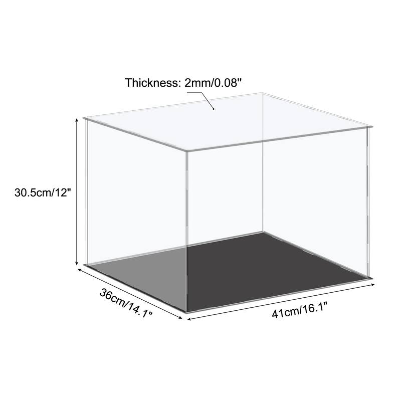 Acrylic Display Case Plastic Box Cube Storage Small Dustproof Showcase - 16.1x14.1x12 Inch