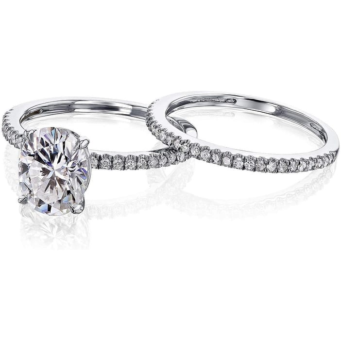 Annello by Kobelli 14k Gold 2.1ct TGW Moissanite and Lab Diamond Bridal Set (HI/VS, DEF/VS)