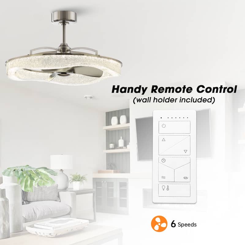 Perimost 33" Modern Brushed Nickel ABS 3-Blade LED Bladeless Ceiling Fan with Remote