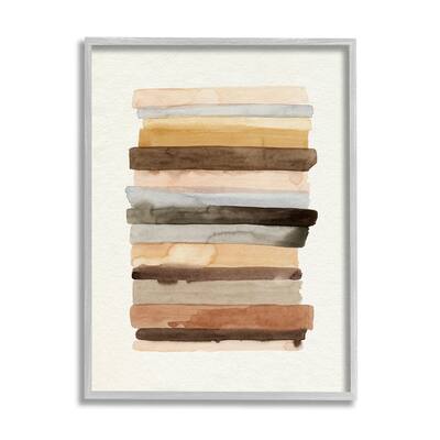 Stupell Modern Color Abstraction Layered Earth Tone Shapes Framed Wall Art - Brown