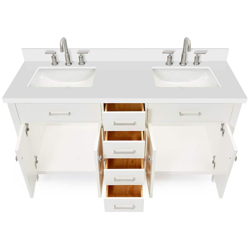 Ariel H061DWQRVO Bristol 61" Free Standing Double Rectangular Basin