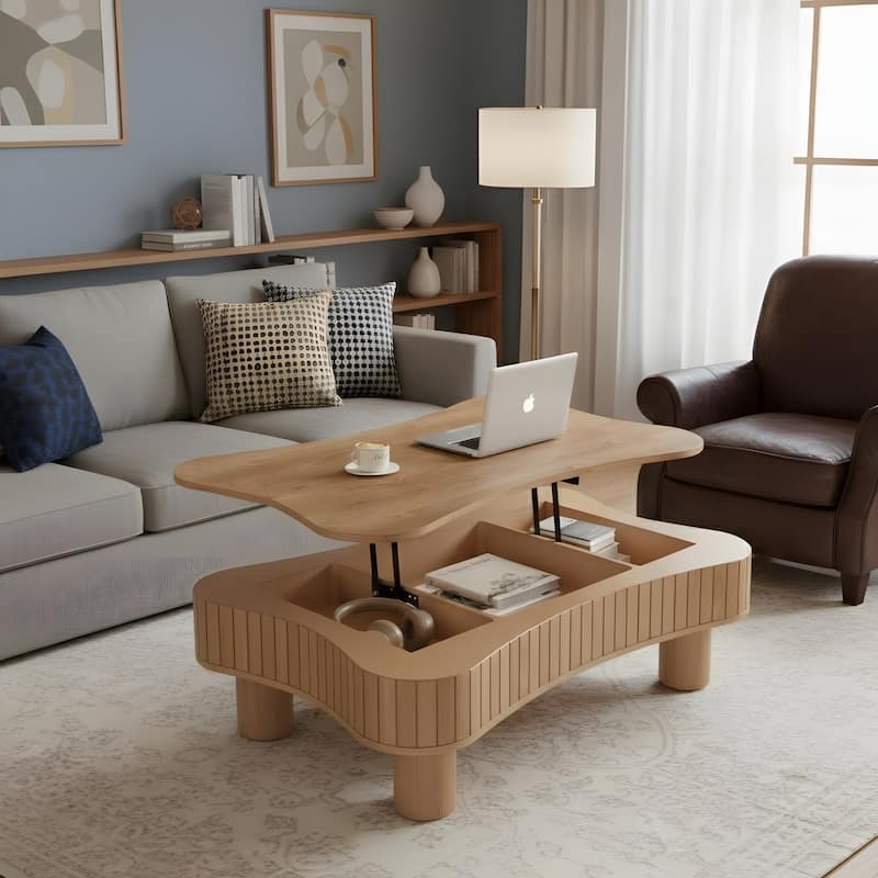 Rustic Lift Top Coffee Table with Hidden Storage