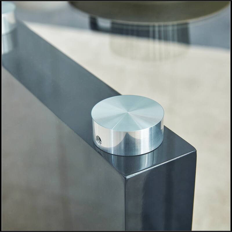 Rectangular Coffee Table with Tempered Glass Tabletop and White MDF Legs