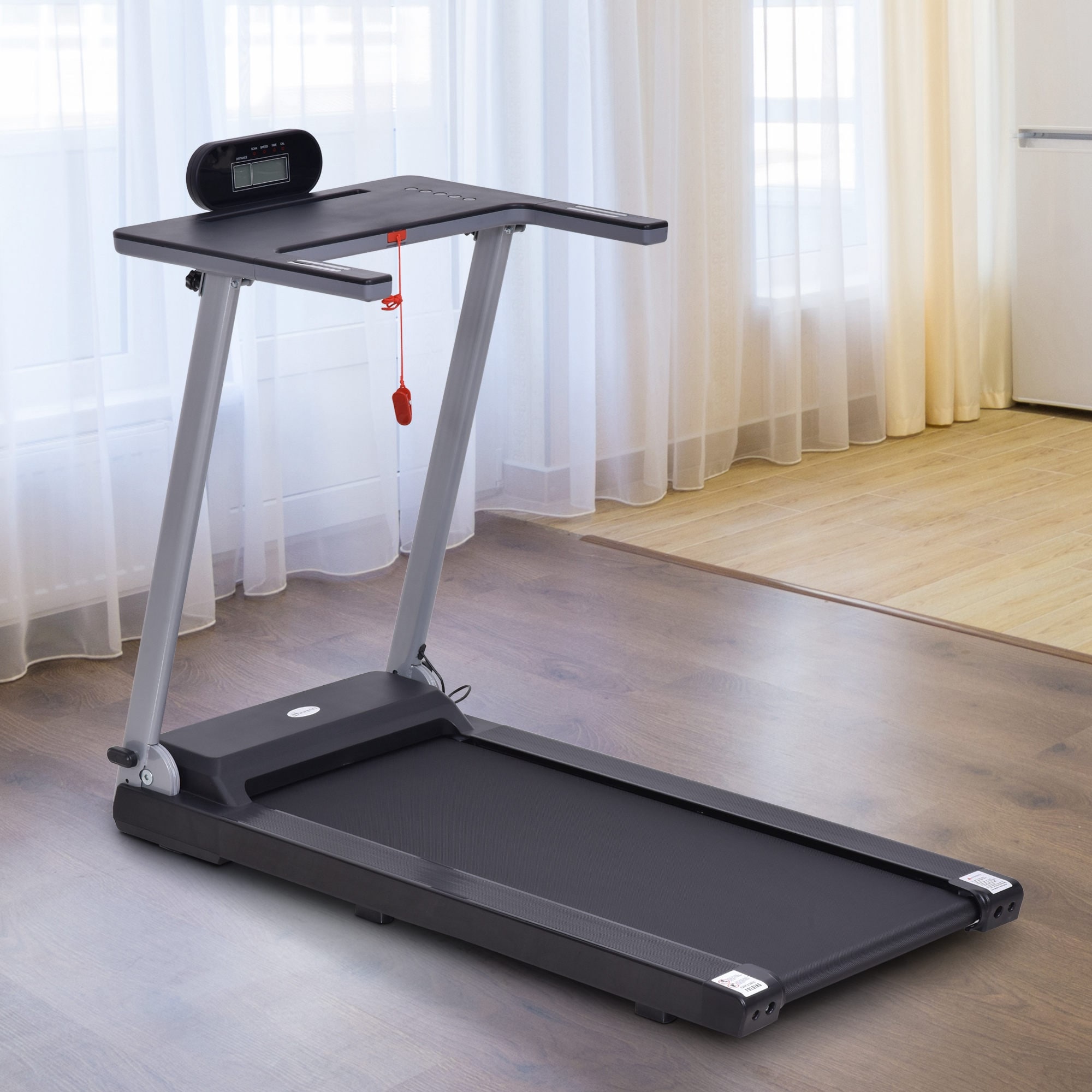 Soozier Foldable Electric Motorized Treadmill w 12 Pre Set Programs 7.5 MPH Max Speed LCD Display for Home Use Black