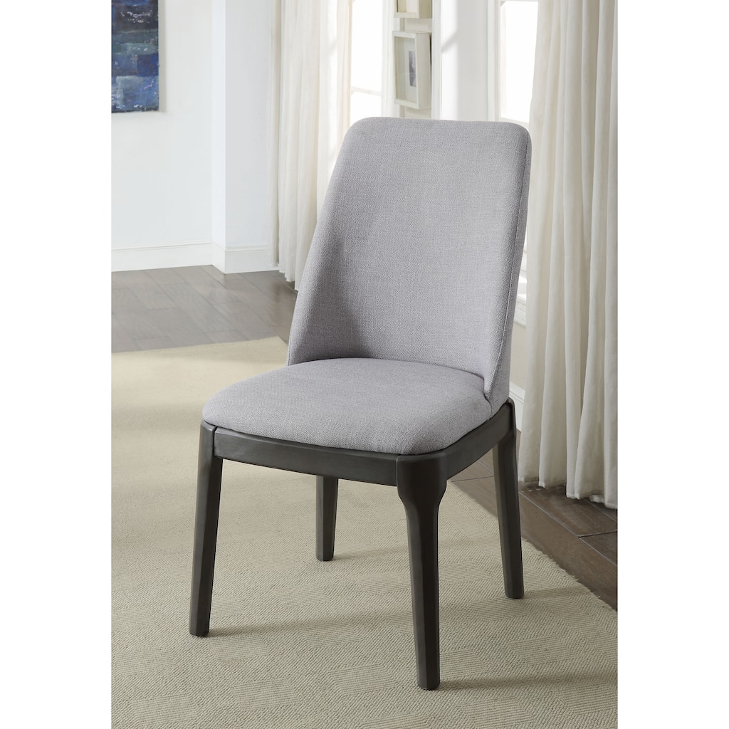 Madan Light Gray Linen & Gray Oak Finish Side Chair (Set of 2)