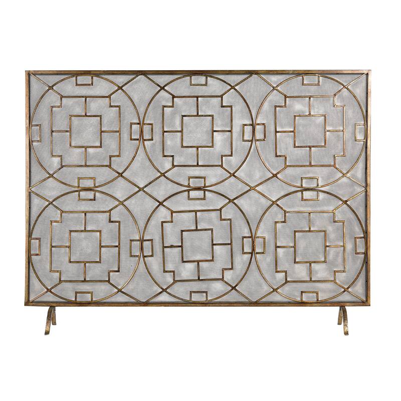 Elk Home Geometric Antique Bronze Metal Fire Screen