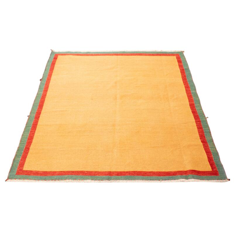 ECARPETGALLERY Flat-Weave Kashkuli Light Orange Wool Tapestry Kilim - 6'5 x 7'6