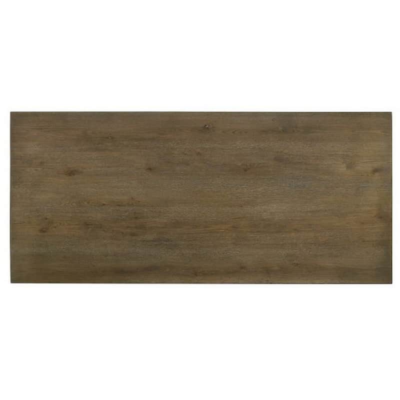 Stacy 88 Inch Dining Table, Rectangular Top, Rubberwood, Weathered Oak