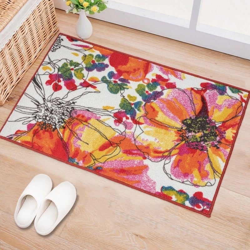 World Rug Gallery Modern Bright Flowers Non-Slip Area Rug Multi - 2'7" x 4' - Multi