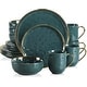 preview thumbnail 12 of 12, Aura 16pc Dinnerware Set with Gold Trim, Service for 4 Green