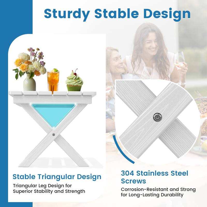 Outdoor Patio HDPE Foldable Side Table, Waterproof & Weather Resistant