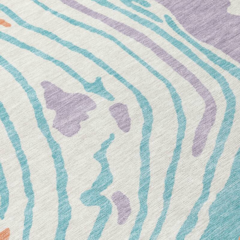 Machine Washable Indoor/ Outdoor Abstract Brushstrokes Chantille Rug