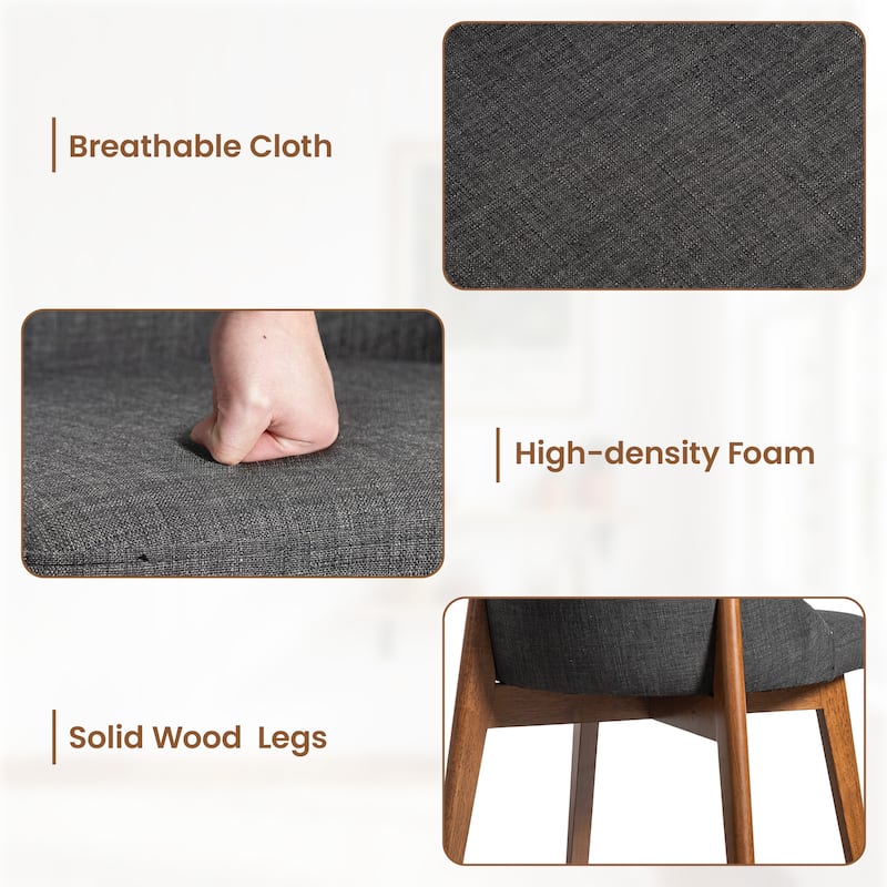 Upholstered Side Chair Dining Chairs Kitchen Chairs with Wood Legs Set of 2